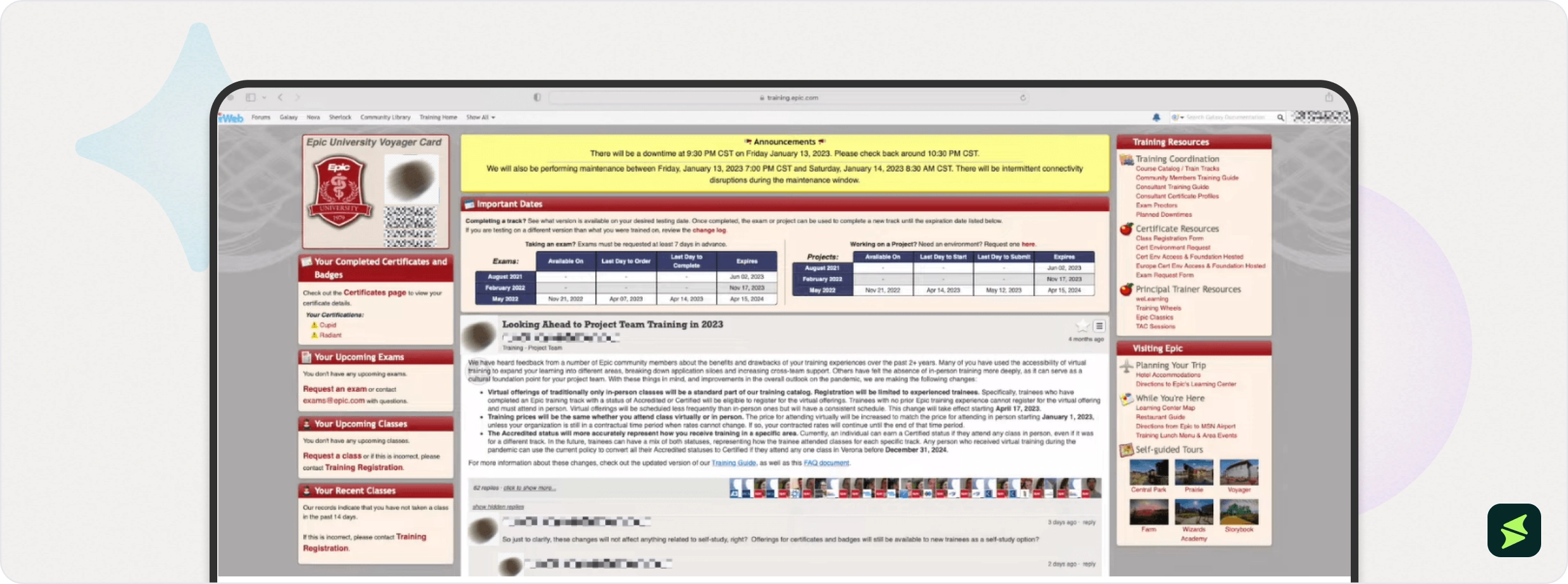 After signing in, you will be directed to the Epic UserWeb dashboard .webp