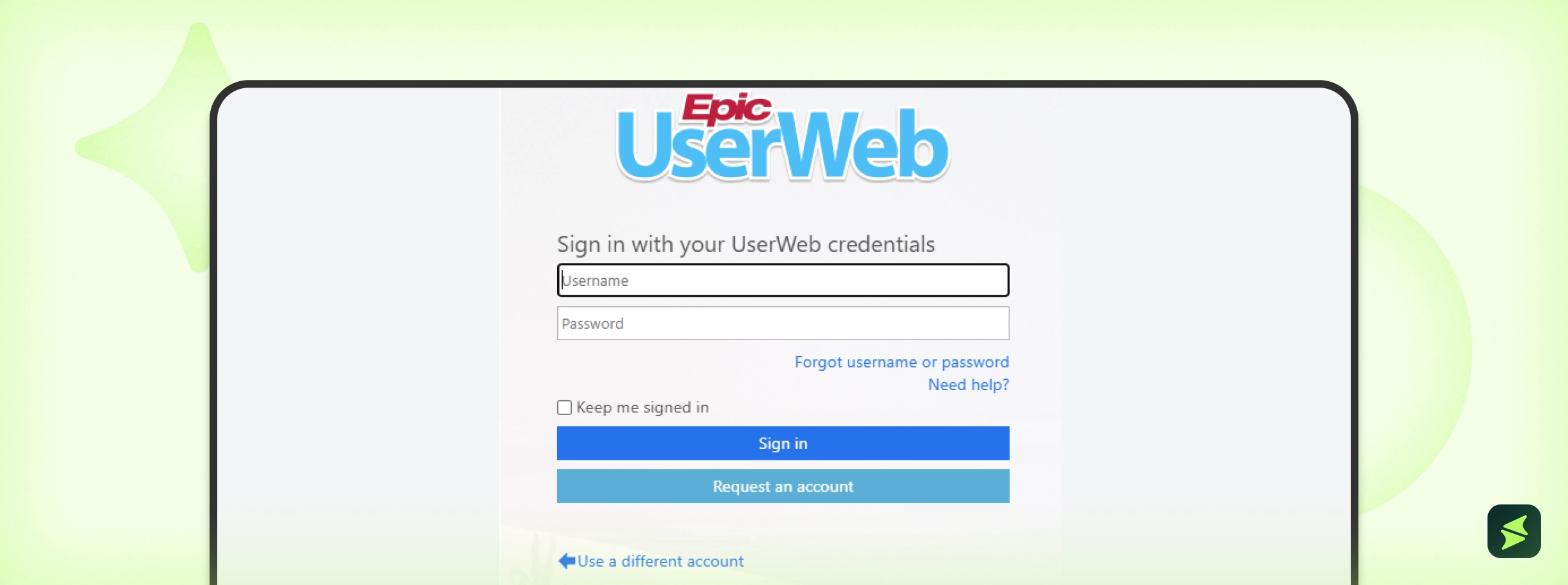 If you are not affiliated with an organization, select ‘UserWeb Account’ and log in with your credentials.webp