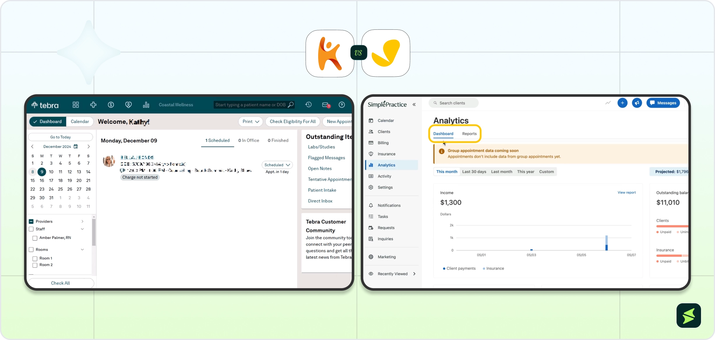 Kareo Vs. SimplePractice_ Side By Side Comparison.webp
