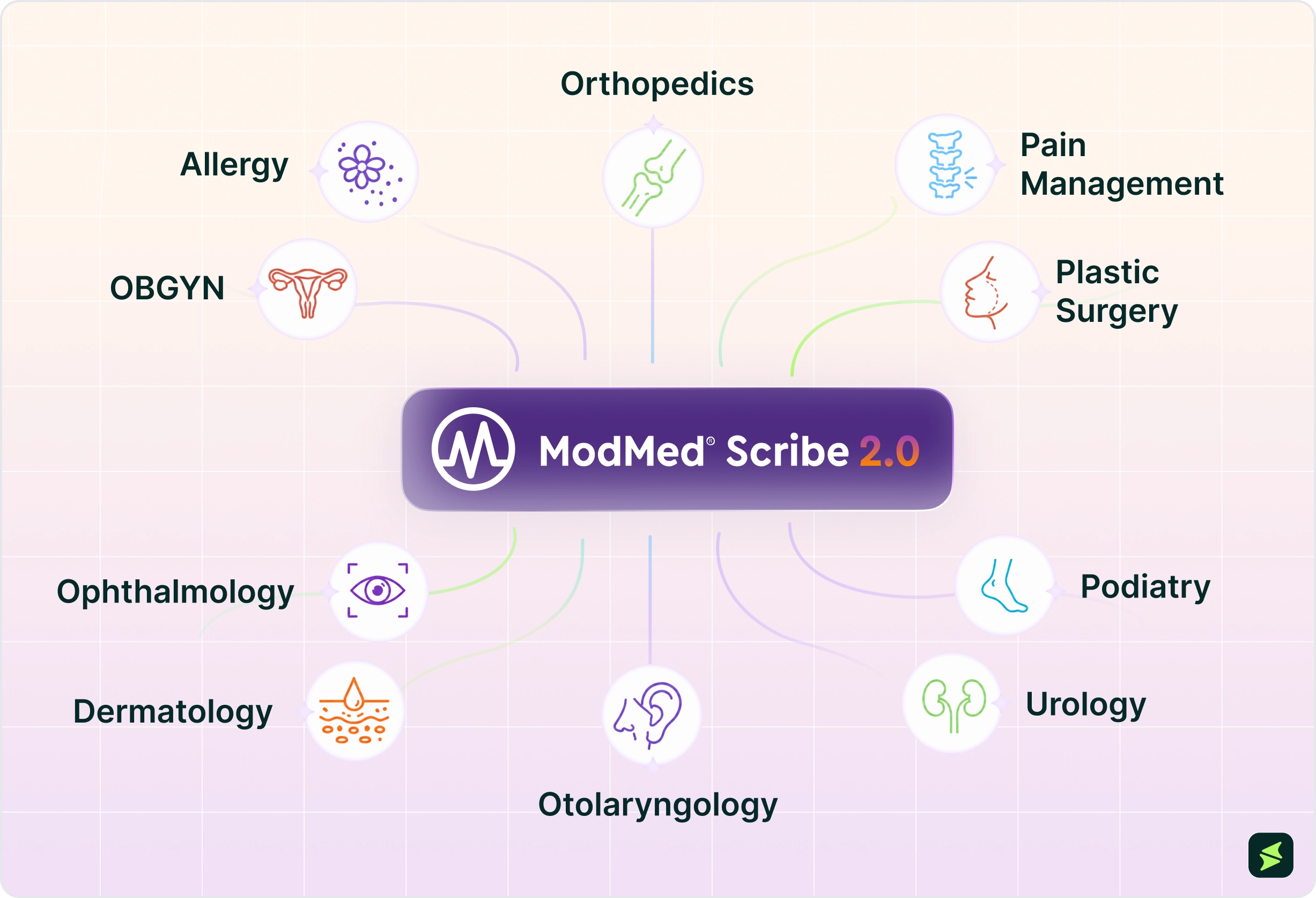 ModMed Scribe 2.0 currently supports the following specialties.webp