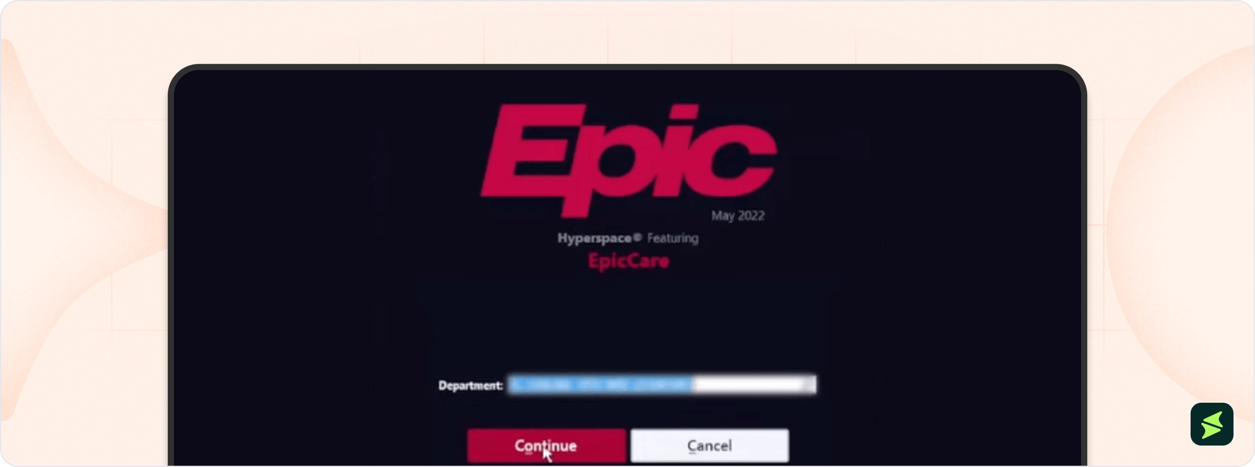 Step 3_ Verify your department within your healthcare organization and proceed by clicking ‘Continue’ .webp